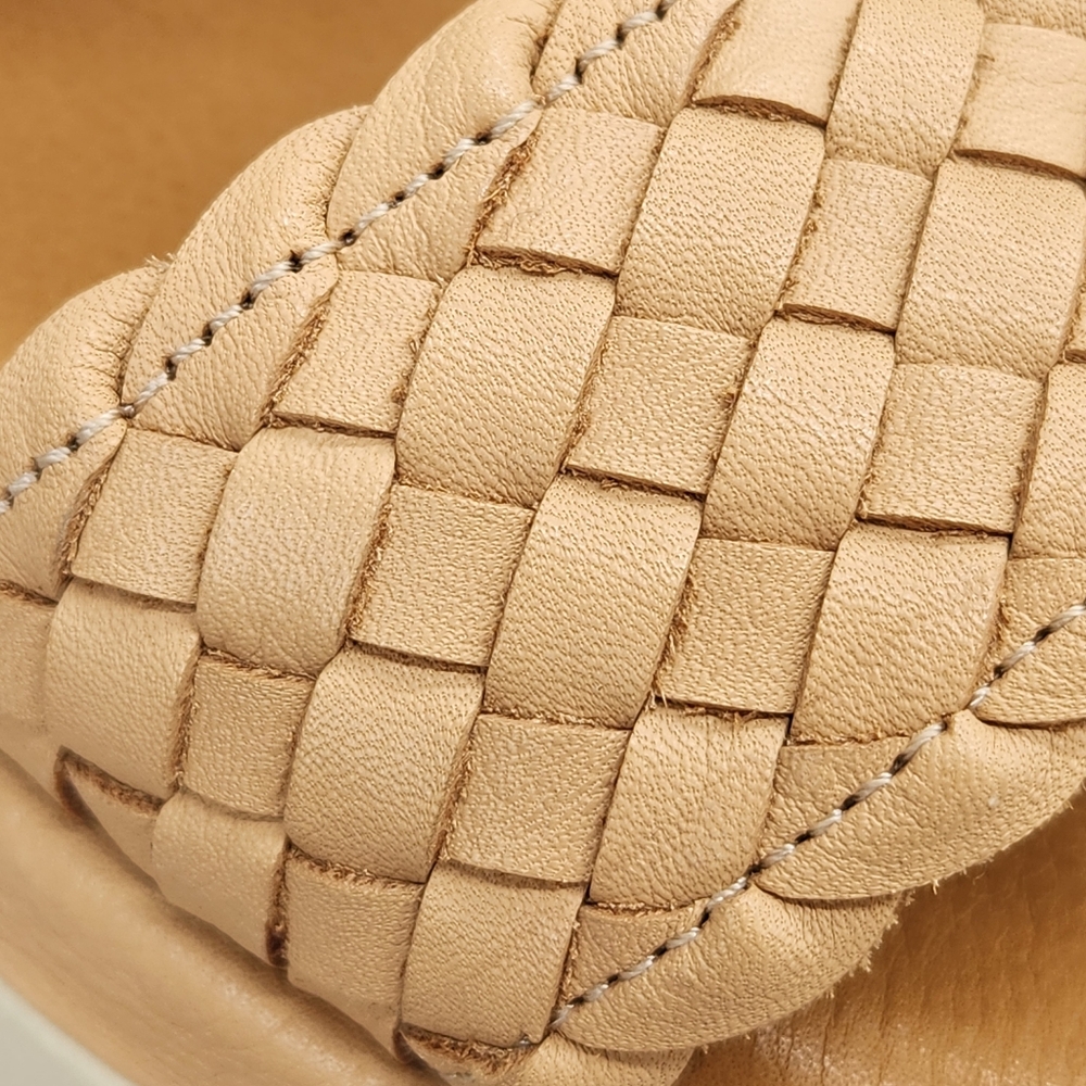 Dune London Flatform Sandals 10 Tan Woven Leather Lorris Chunky Lug Sole Strappy - Picture 8 of 16